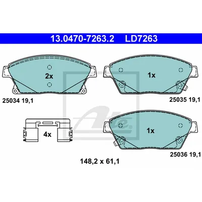 Колодки дисковые п. ceramic Opel Astra, Chevrolet Cruze 1.4-1.8/1.3CDTi-2.0CDTi 09 ATE 13047072632