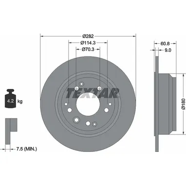 Диск тормозной задний стандартный ACURA/HONDA TEXTAR 92078400