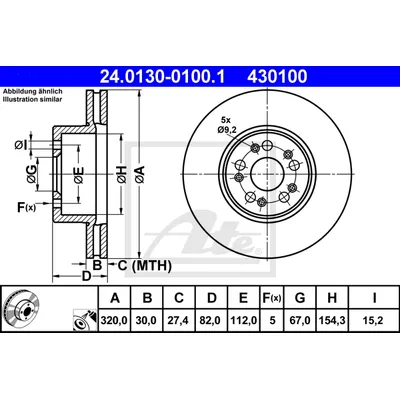 Диск тормозной передний MB W140 91-98 /VENT D=320MM ATE 24.0130-0100.1