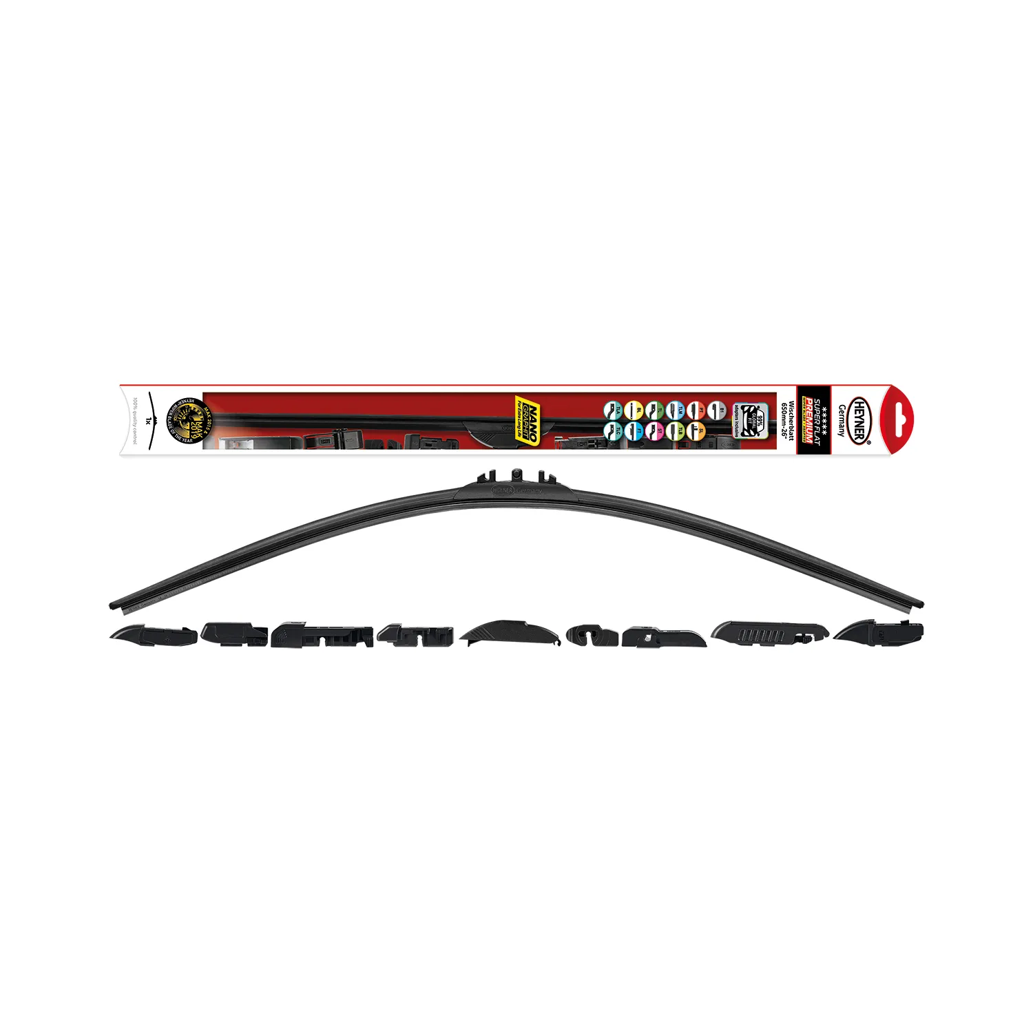 Щетка стеклоочистителя бескаркасная 650 мм. SUPER FLAT PREMIUM HEYNER