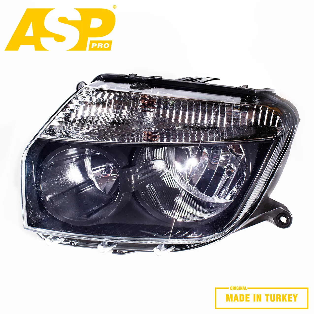 Фара передняя L (черный отражатель) RENAULT Duster 2010-> ASP LF7009