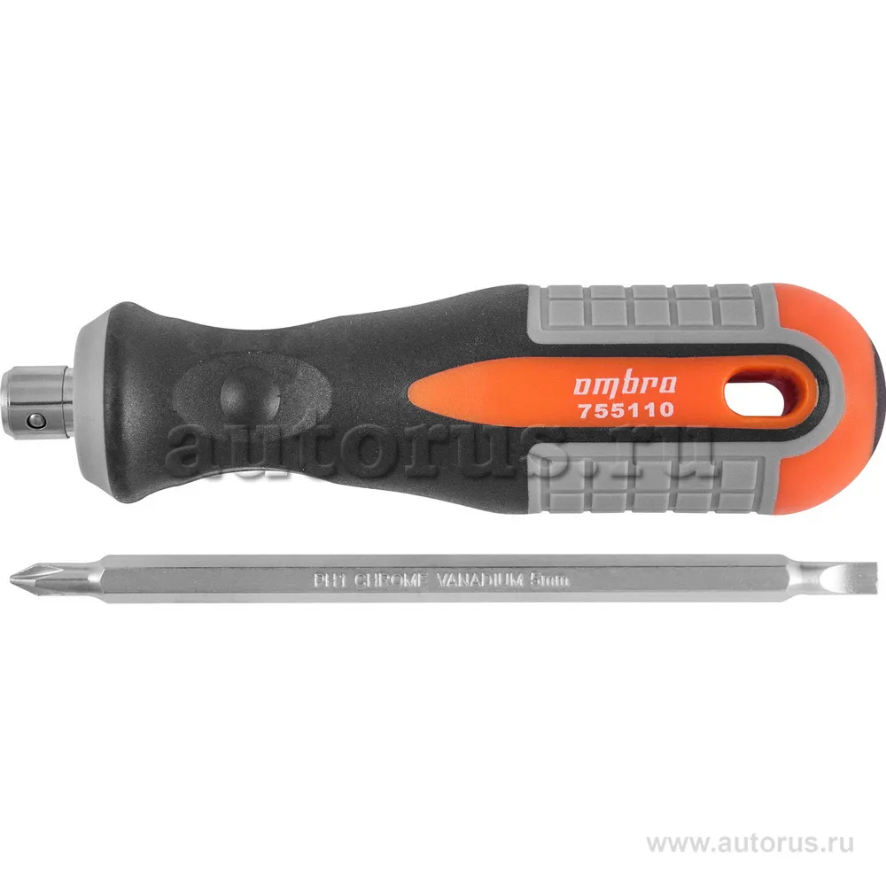 Отвертка двусторонняя ROUND GRIP РН1xSL5 мм L100 мм OMBRA 755110