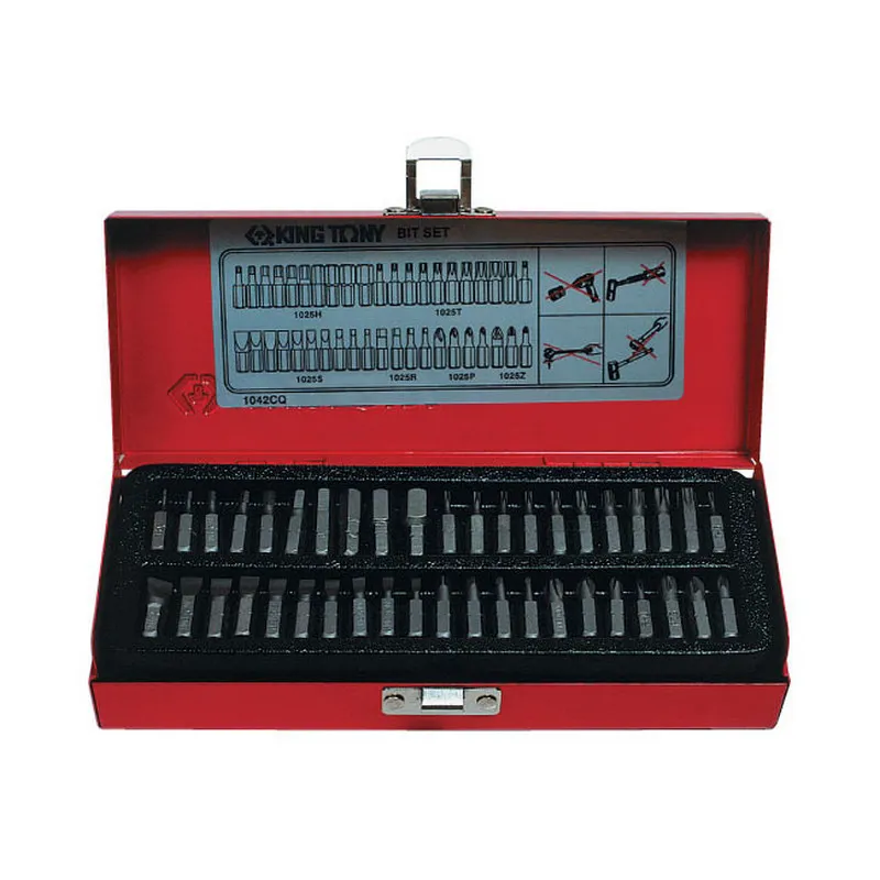 Набор вставок, бит 1/4, TORX, HEX , PZ, PH, SLOT, 42 предмета KING TONY 1042CQ