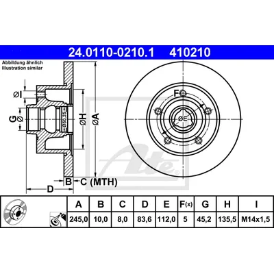 Диск тормозной задний AUDI A4(B5) 95-01 ATE 24.0110-0210.1