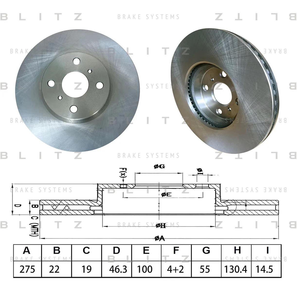 Диск тормозной передний вентилируемый TOYOTA YARIS 05-> BLITZ BS0715