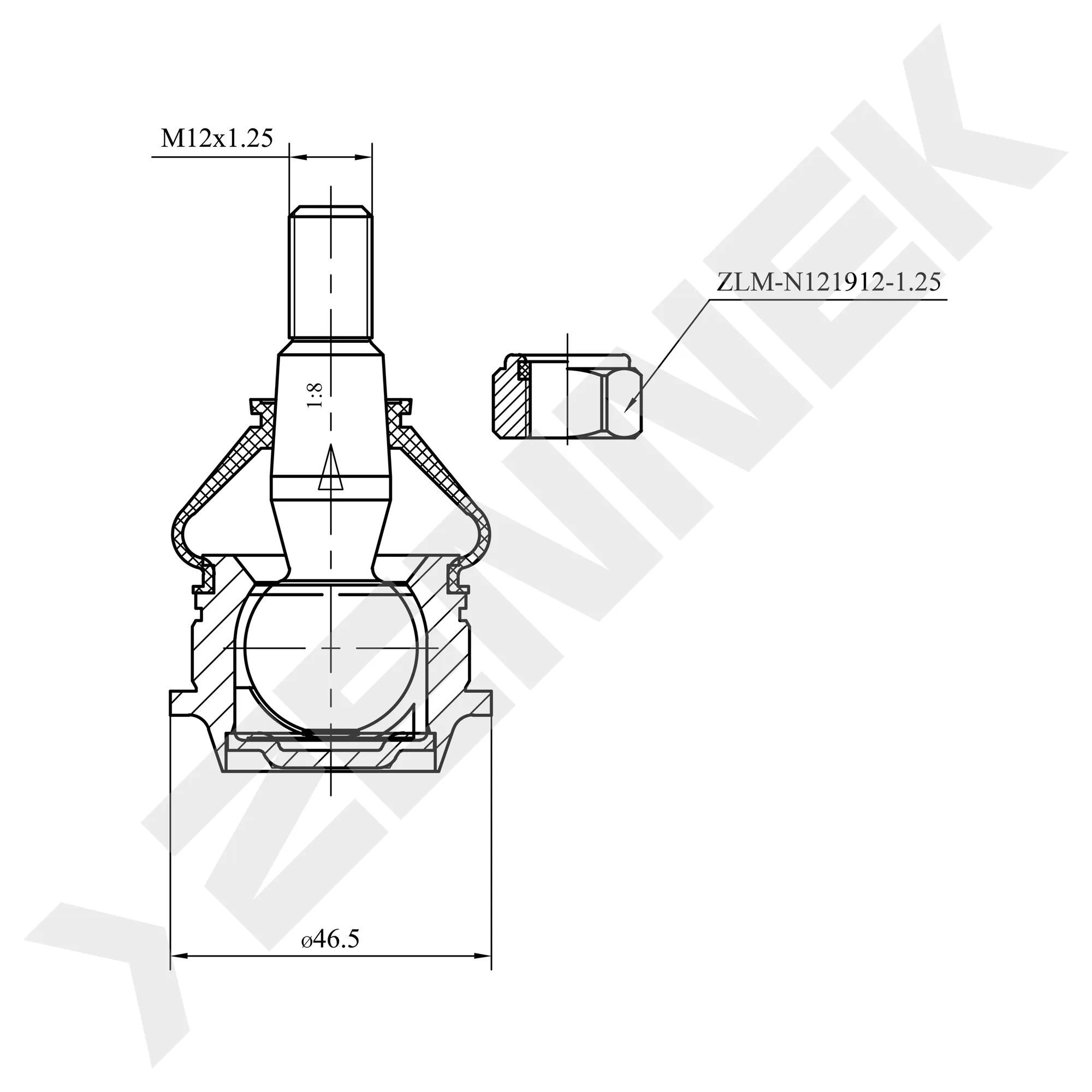 Опора шаровая HYUNDAI ACCENT 95-00 ZENNEK DBJ0026