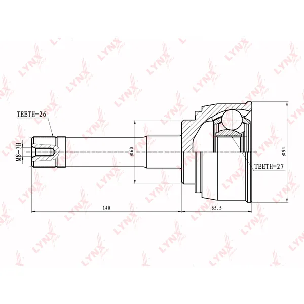 Шрус наружный toyota liteace townace 2.0-2.2 92 LYNXauto co7533