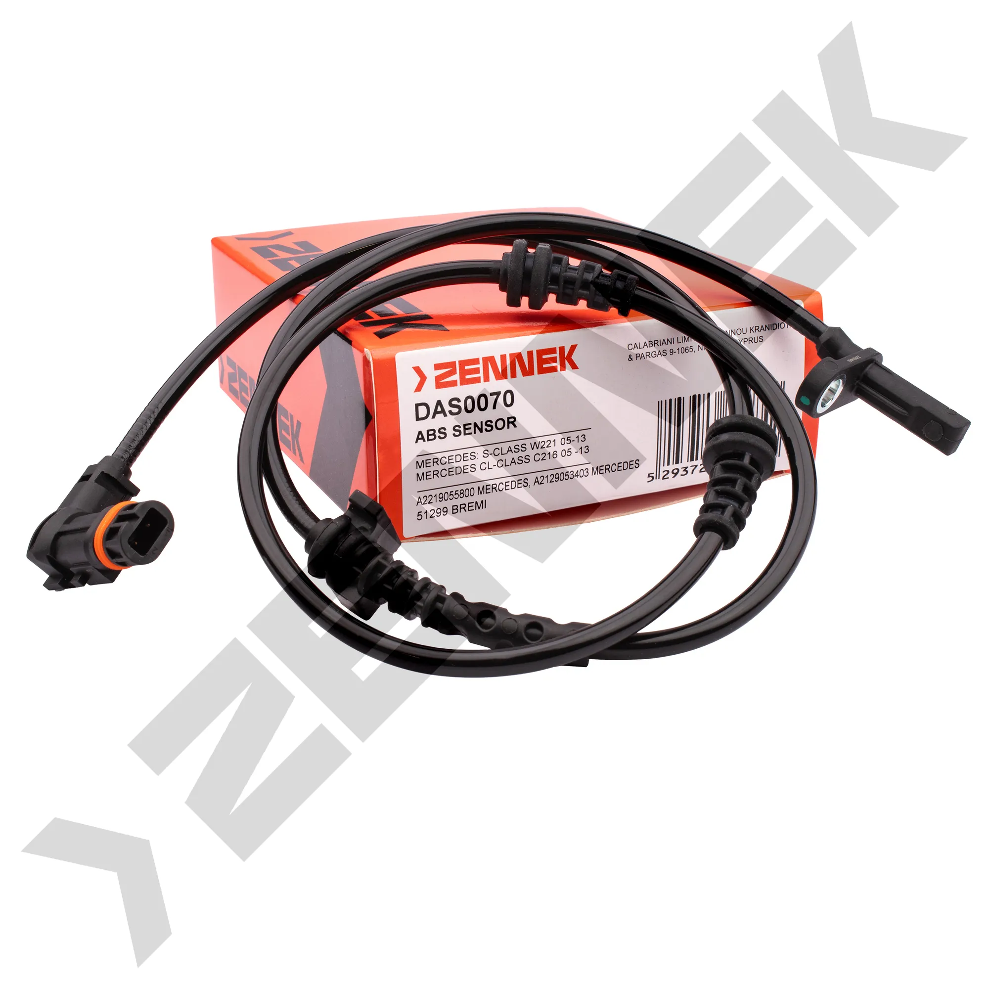 Датчик ABS передний левый/правый MERCEDES W221 05-13, C216 05 -13 ZENNEK DAS0070